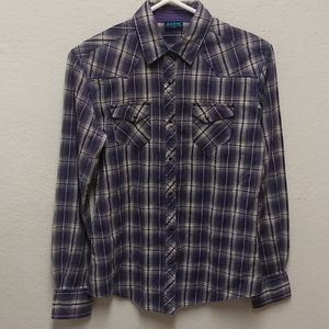 Kuhl Medium Purple Plaid Western Pearl Snap Shirt